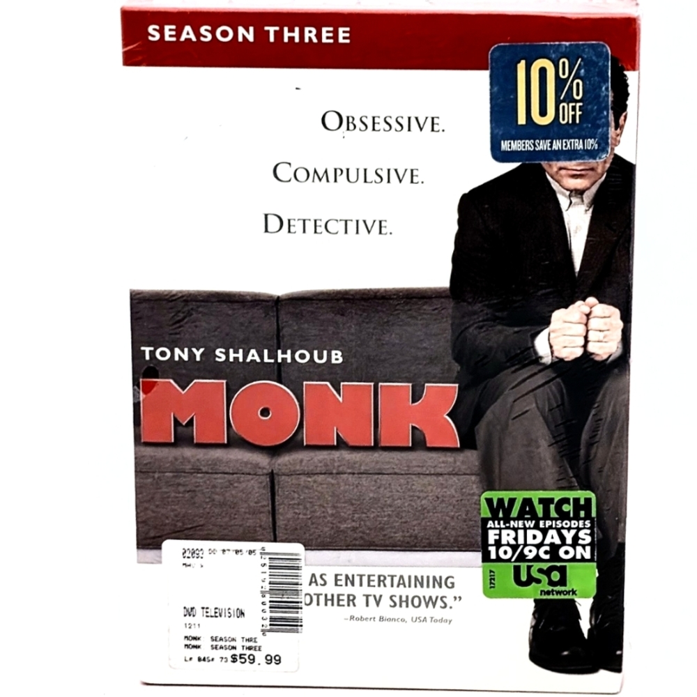 Monk - Season Three (DVD, 200, 4-Disc Set) New & Sealed